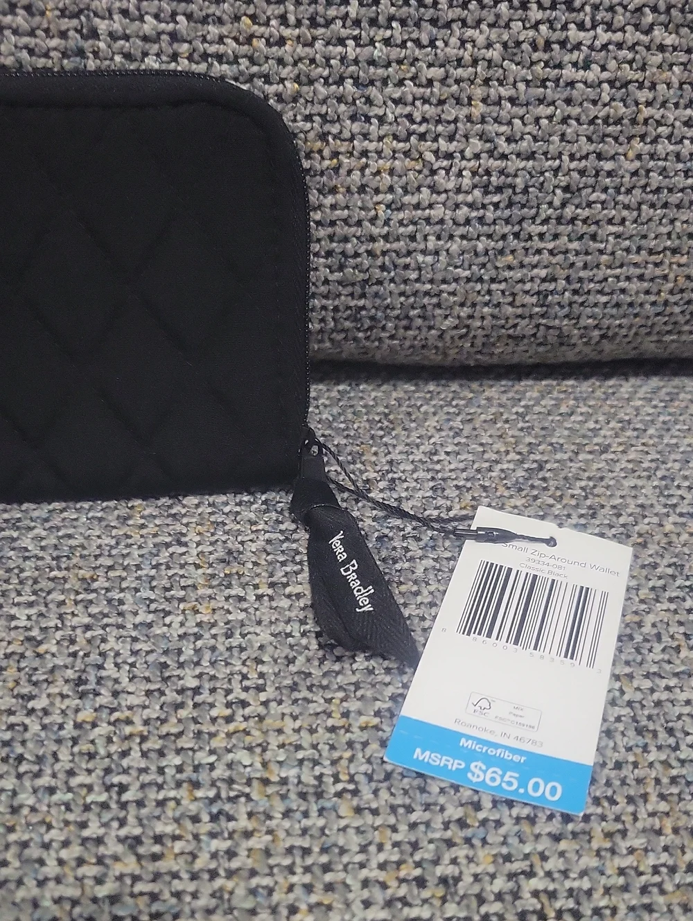 VERA BRADLEY Quilted RFID Small Zip-Around Wallet in Classic Black
